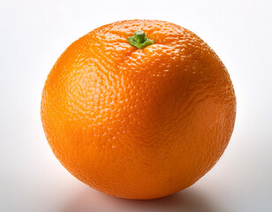 A bright orange with a textured peel and a green stem
