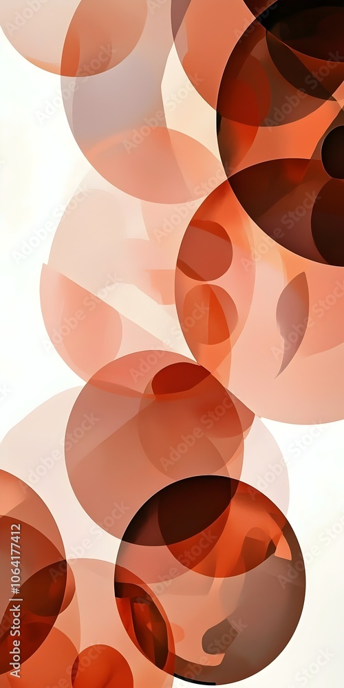 Poster a captivating abstract design featuring overlapping circular shapes in warm hues of red, orange, and