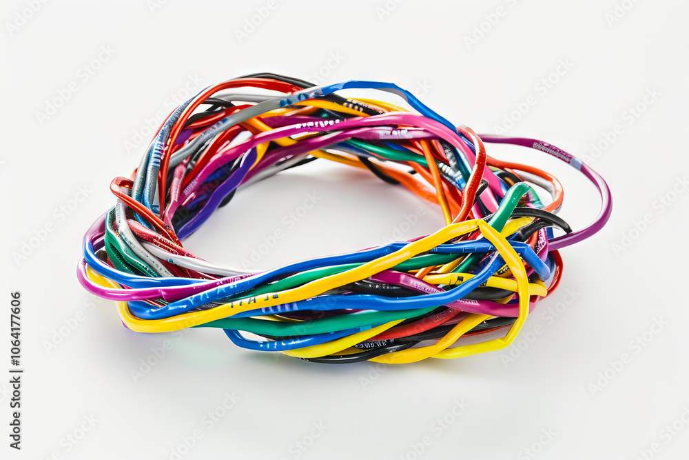 Aufkleber minimalistic image of colorful internet wires arranged in a spiral on white background. concept of c