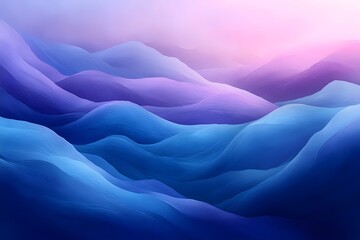 Obraz premium A serene abstract landscape featuring undulating waves in shades of blue and violet, evoking tranquility and a sense of depth.