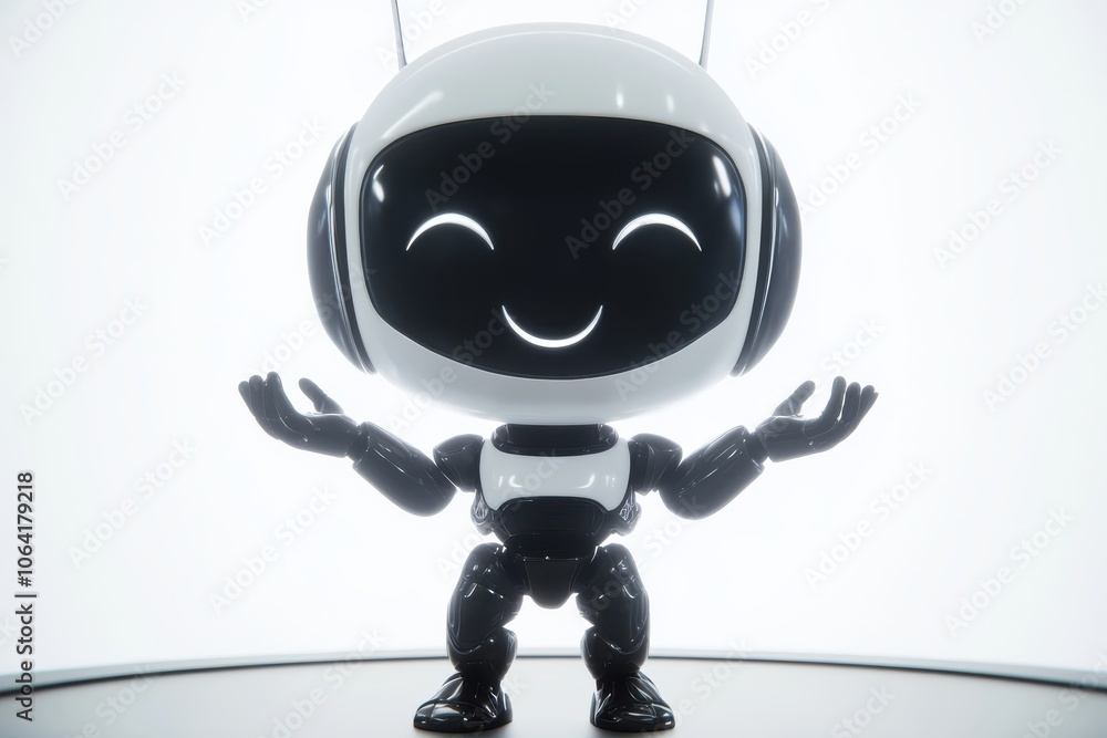 Poster friendly robot character with open hands