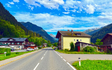 Montafoner Straße (L 188) in Gortipohl/ St. Gallenkirch in Vorarlberg/Österreich