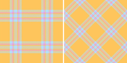 Check background textile of texture plaid pattern with a vector tartan seamless fabric. Set in summer colors. Latest trends in modern everyday fashion prints.