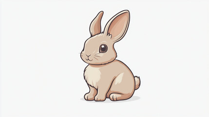 Obraz premium 可愛いベージュのウサギのアニメ風イラスト