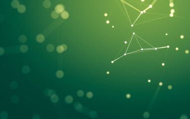 Fototapeta premium Abstract background. Molecules technology with polygonal shapes, connecting dots and lines. Connection structure. Big data visualization.