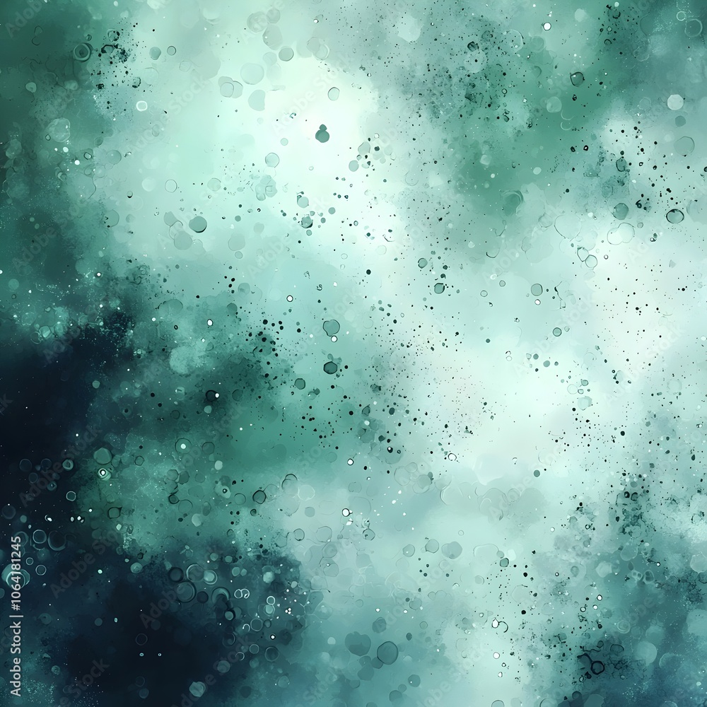 Poster an abstract background featuring a blend of deep greens and light teal hues, creating a serene, ethe