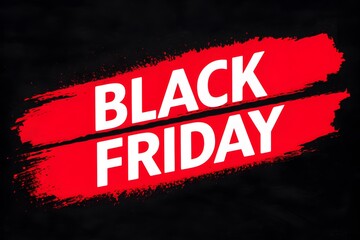 Black Friday sale banner with bright red paint brush strokes and white text on black background
