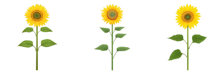 Vibrant Sunflower Illustrations Emphasizing Botanical Beauty and Growth