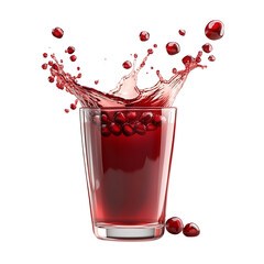 Pomegranate splashes on transparent background