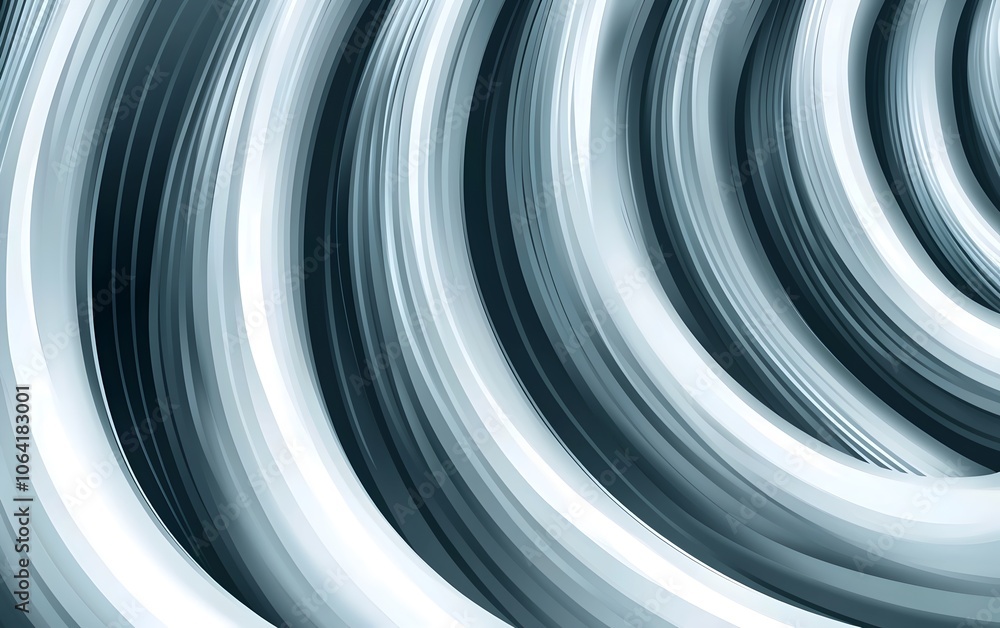 Poster abstract design featuring flowing, curved lines in shades of blue and white, creating a dynamic and 