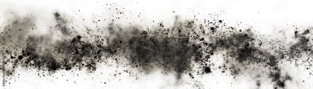 Poster black and grey splashes and blobs on a white background