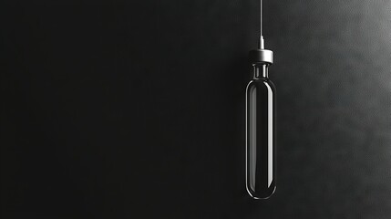   Black & white photo of black object on black background with dropper attached