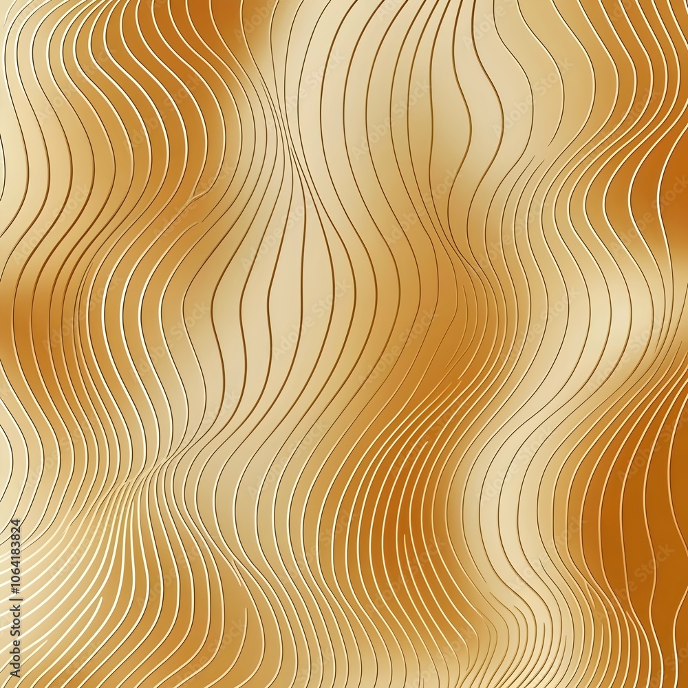 Poster An elegant abstract pattern featuring flowing golden waves and subtle curves, creating a sense of sophistication and warmth. Ideal for backgrounds and textures.