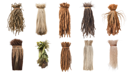 Various Natural Plant Fibers Showcased for Textile and Craft Use Generative AI