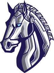 Head of Robot Horse Illustration