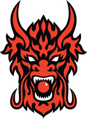 Red Dragon Holding Pearl in Mouth