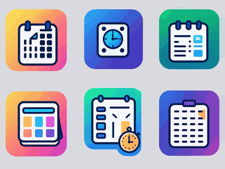Planning icon collection set. Containing implementation, planner, memo, stopwatch, project, process, iteration icon. Simple line vector.