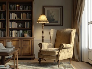 Elegant Living Room with Cozy Armchair