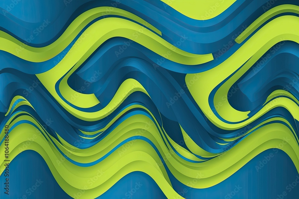 Aufkleber bright blue and lime wave patterns in digital audio broadcast and technology for multimedia presenta