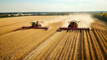 Fototapeta premium Farmers Utilizing Renewable Energy Solutions in Agriculture . illustration