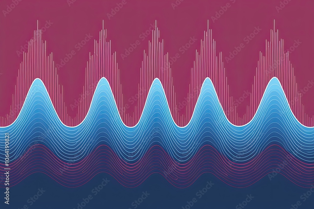Poster elegant wave pattern illustrating music and audio frequencies for presentations and tutorials