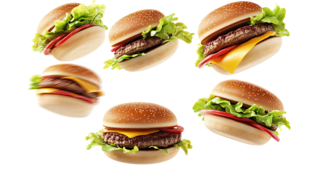 Flying Hamburgers Create a Whimsical Fast Food Experience in Mid-Air Generative AI