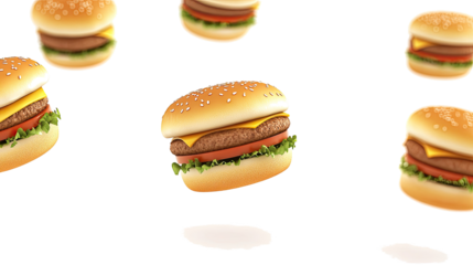 Flying Hamburgers Create a Whimsical Fast Food Experience in Mid-Air Generative AI