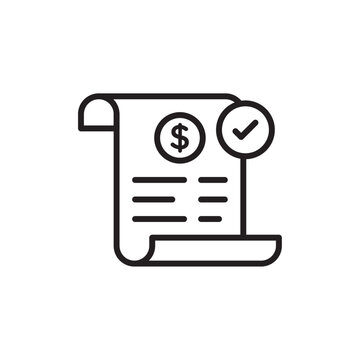 recommend clip art: Bill paid icon Simple thin outline