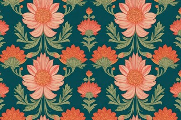 Obraz premium Captivating Floral Wallpaper Design with Repetitive Pattern Illustration