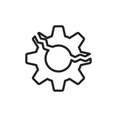 Broken gear icon Simple thin outline