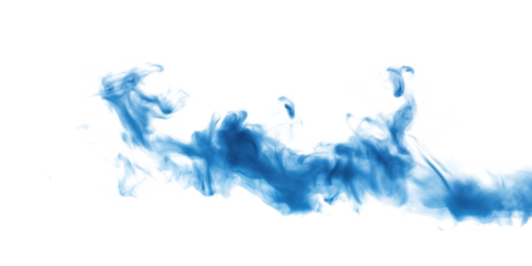 Blue liquid flows, spreads, splatters on transparent background. Dynamic motion, vibrant blue color, ink-like texture, abstract design. Close-up shot of blue fluid in motion, contrasting with white