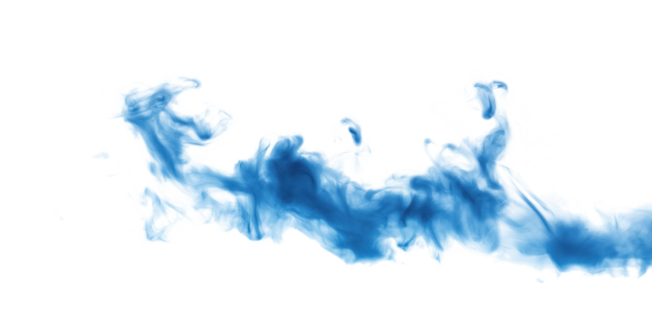 Blue liquid flows, spreads, splatters on transparent background. Dynamic motion, vibrant blue color, ink-like texture, abstract design. Close-up shot of blue fluid in motion, contrasting with white