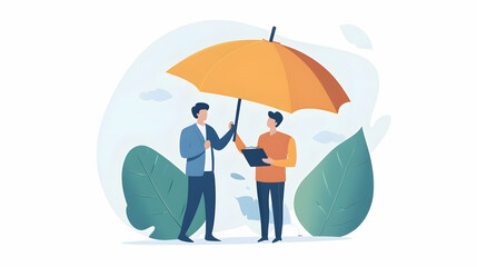 Fototapeta premium Man Engaging with Insurance Concept . illustration