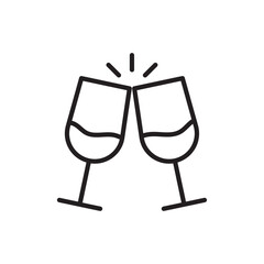 Champagne glasses icon Simple thin outline