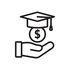 Education cost icon Simple thin outline