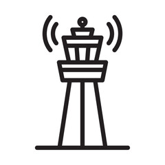 Flight control tower icon Simple thin outline