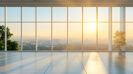 Fototapeta premium New clear PVC windows against a sunny background, ideal for promotional use