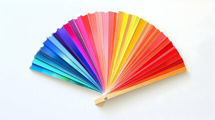 Obraz premium Rainbow color swatch fan displayed on a white background, ready for selection . illustration