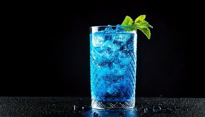 coctel azul sobre fondo negro