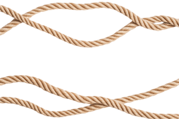 Close-up of brown rope coiled and ready to be untied. Smooth texture, slightly curled ends. isolated transparent background makes rope stand out. No text or objects, rope in foreground. Alpha mask png