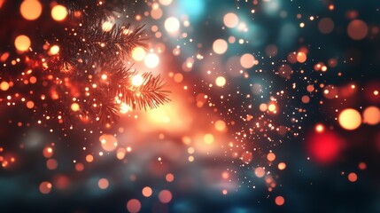 Obraz premium Abstract Christmas Lights Bokeh Background Festive Red and Blue Glitter
