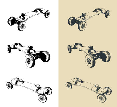 Mountainboard illustrations set