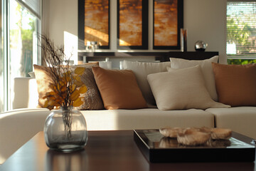 Modern interior with elegant sofa