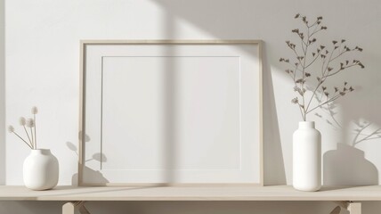 aspect ration photo frame mockup with a white background. AI Generative