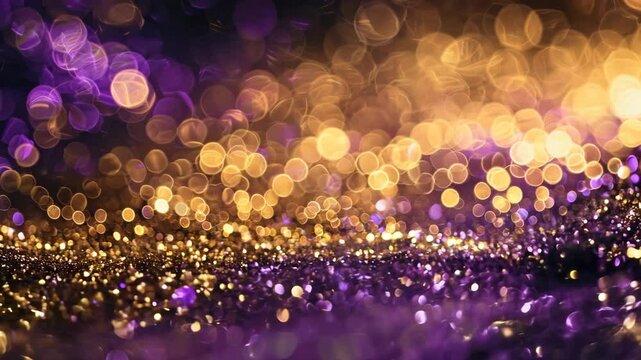 A purple and gold background with many small circles. The circles are of different sizes and are scattered throughout the image. The background is a mix of purple and gold, creating a warm
