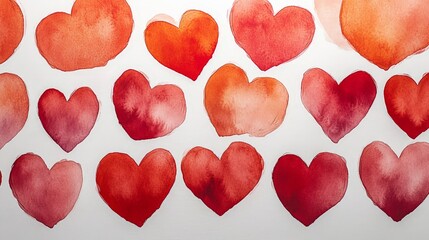 Hand-painted red heart pattern for Valentine's Day backgrounds