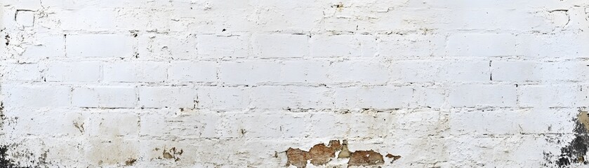 Fototapeta premium Weathered White Brick Wall with Peeling Paint