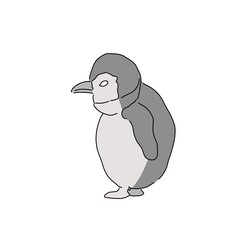 cute penguin hand drawing with gray base color 