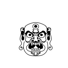 hand draw japanese mask without color 