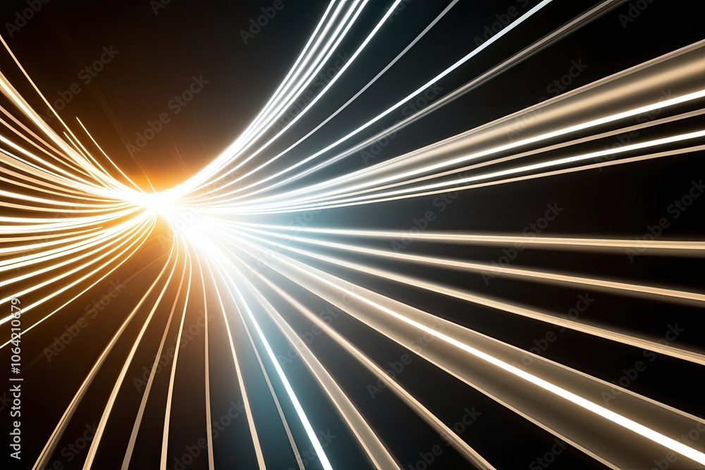 Poster dynamic festive light streams creating stunning motion effects with vibrant luminescence on a dark b
